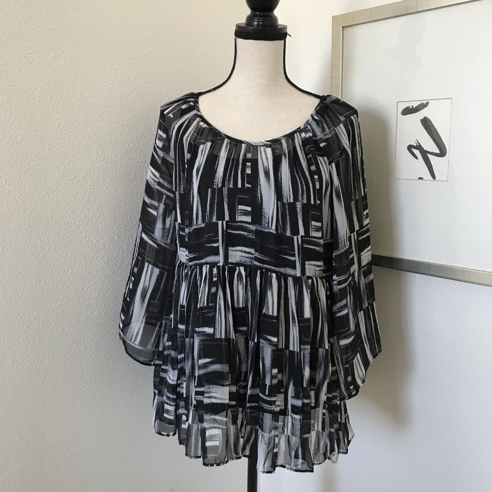 🌹🌹AB Studio Babydoll Blouse size M Semi Sheer